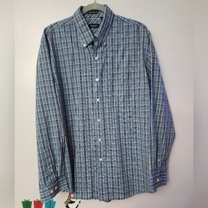 Van Heusen Button Up Dress Shirt Blue Size Large